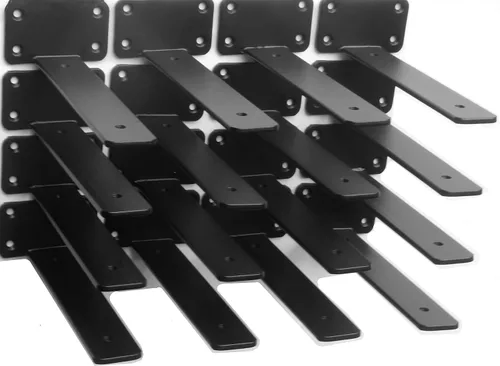 Miniatura 78 de Paquete de 2 - Soportes de estante en L ocultos negros de 4 pulgadas (1/5 pulgada de grosor) Soportes de estante flotante de hierro Soportes
