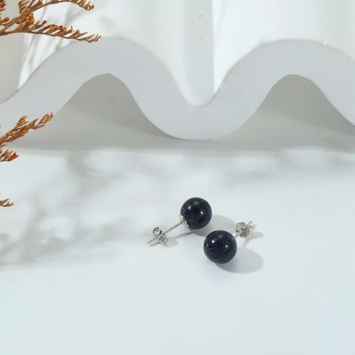 Miniatura 122 de Natural Stone Stud Earrings for Women 8mm Sterling Silver Genuine Gemstone Earrings Handmade Sterling Silver Crystal Stud Earrings for Women