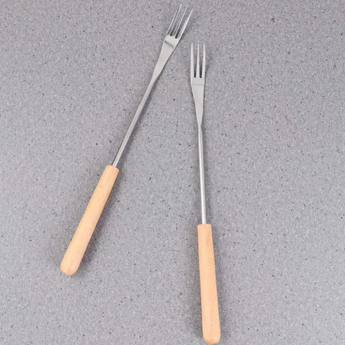 Miniatura 8 de DOITOOL 6 tenedores para fondue de acero inoxidable con mango de madera, diseño aislante térmico para postres de frutas, olla caliente, barbacoa al