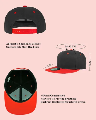 Miniatura 7 de Gelante Sombreros Snapback para hombre Gorra de béisbol de ala plana Plain Blank Ajustable
