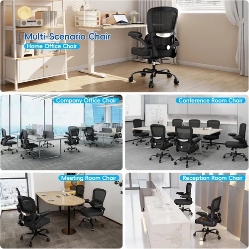 Miniatura 3 de TRALT Silla ergonómica de oficina, silla de escritorio con soporte lumbar ajustable, silla de computadora cómoda de malla con reposabrazos Negro