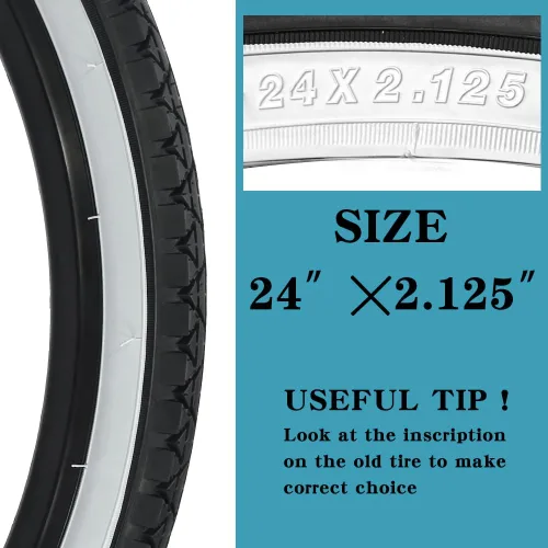 Miniatura 3 de Paquete de 2 neumáticos y tubos de bicicleta Beach Cruiser de 24 pulgadas/26 x 2.125 pulgadas o sin tubos de 24 pulgadas/26 x 1.75 pulgadas/2.125