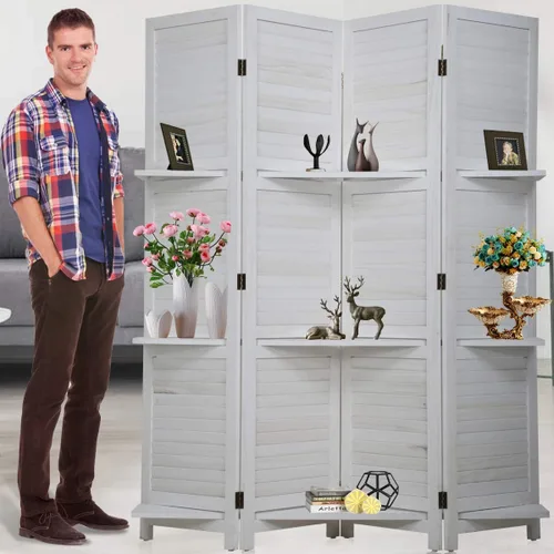 Miniatura 7 de Divisores de habitación y pantallas plegables de privacidad, 4 paneles de 69 pulgadas de alto, divisor de separación de habitación portátil con 3