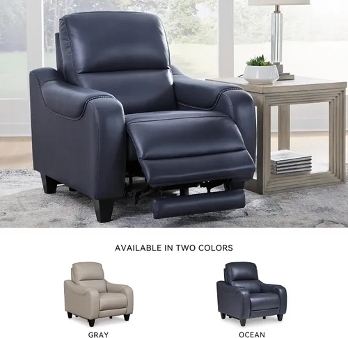 Miniatura 7 de Signature Design by Ashley Mercomatic - Sillón reclinable eléctrico contemporáneo con reposacabezas ajustable y carga rápida USB-C, cuero, altura