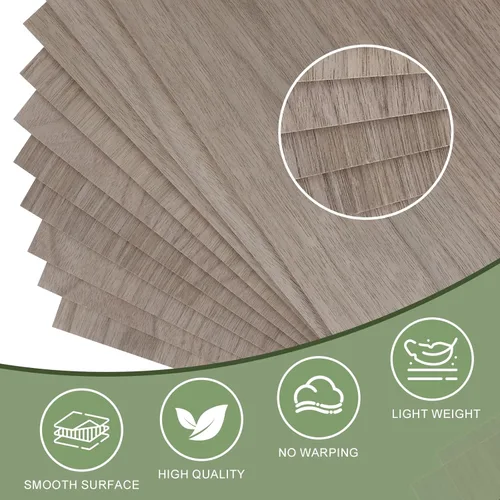 Miniatura 3 de Paquete de 8 hojas de madera contrachapada de nogal de 12 x 12 x 1/8 pulgadas, madera contrachapada de 0.118 in para corte y grabado láser, madera