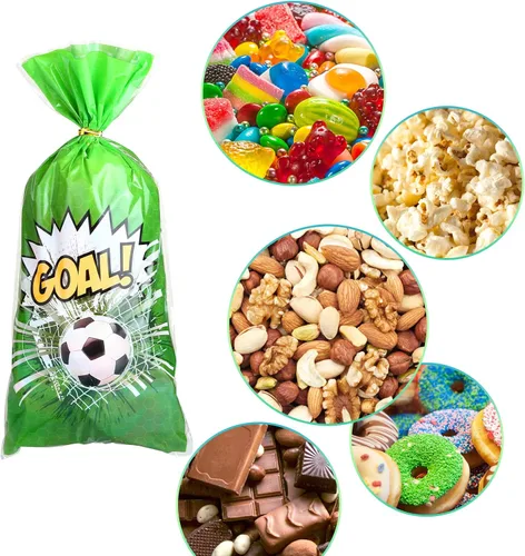 Miniatura 3 de Kesote Bolsas de celofán de fútbol, 100 piezas de bolsas de dulces de regalo de fútbol con lazos para fiesta de cumpleaños de fútbol