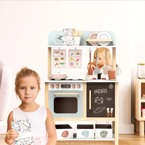 Miniatura 2 de SPEEDY MONKEY Juego de cocina de madera para juego de simulación Juego de cocina para niños de 20 piezas con accesorios de madera para alimentos