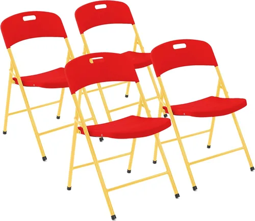 Miniatura 2 de Sillas plegables de plástico creativas (paquete de 4) – Sillas plegables portátiles y ligeras para interiores y exteriores, marco de acero utilizado