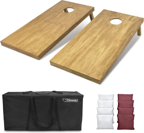 Miniatura 31 de GoSports 4 ft x 2 ft Regulation Size Wooden Cornhole Boards Set with Light Brown Finish - Includes Carrying Case and Bean Bags Negro- gris