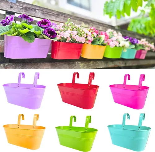 Miniatura 14 de LaLaGreen - Maceta colgante para exteriores (11.2 pulgadas, paquete de 6) rosa claro, morado claro, turquesa, rosa neón, amarillo, naranja, caja