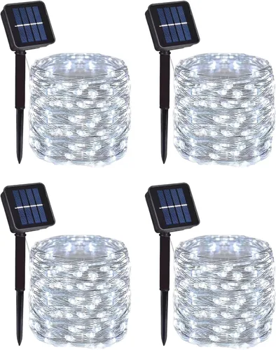 Miniatura 11 de Paquete de 2 cadenas de luces LED de 200 unidades, 66 pies, con cable de cobre, alimentadas por energía solar, impermeables, 8 modos, luces de hadas