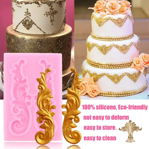 Miniatura 3 de ZiXiang Molde de fondant barroco para fondant, moldes de silicona de encaje de voluta, molde de filigrana para decoración de pasteles de flores