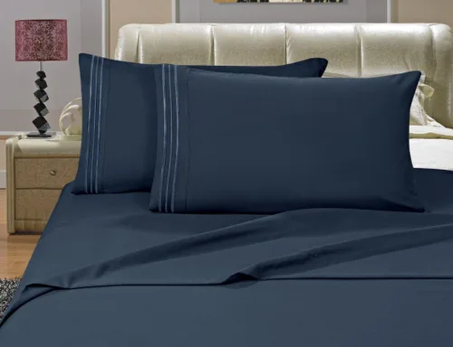 Elegance Linen Sin arrugas, juego de sábanas de 1500 hilos, tamaño Queen, tejido suave y sedoso, 4 piezas, bolsillo profundo de hasta 16 pulgadas,