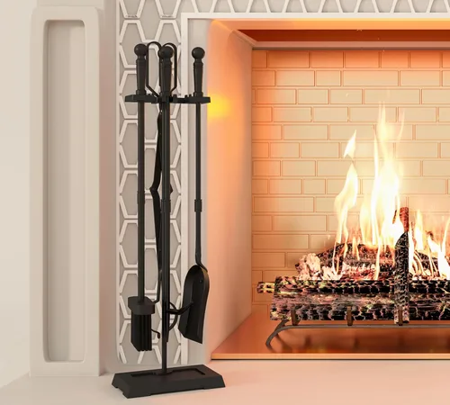 Miniatura 4 de Kingson Juego de herramientas para chimenea, 5 piezas, para interiores y exteriores, juego de póquer resistente con mango ergonómico