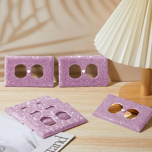 Miniatura 7 de Kathfly 10 fundas de enchufe de diamantes de imitación rosas, placas de pared decorativas brillantes para enchufes eléctricos, cubiertas de enchufe