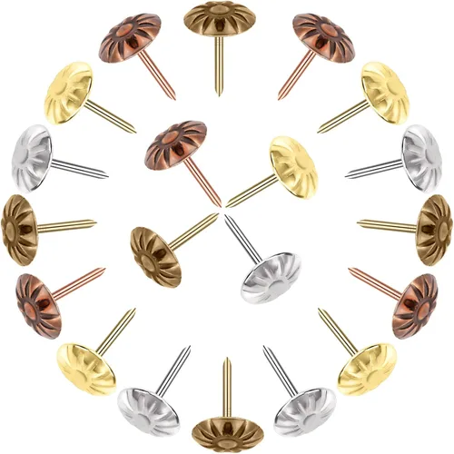 Miniatura 3 de 400 clavos decorativos de latón para tapicería, uñas decorativas de margaritas de latón, uñas antiguas para puerta, tachuelas de tapicería, uñas