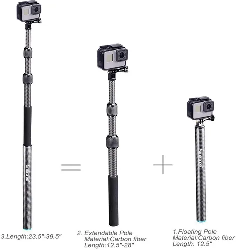 Miniatura 2 de Smatree Barra flotante desmontable extensible de fibra de carbono compatible con GoPro Hero 13/12/11/10/9/8/7/6/5/4/3 Plus/3/sesión/GoPro MAX/AKASO