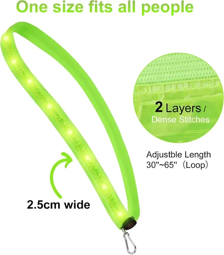 Miniatura 2 de Aucuu Brazalete LED Recargable (Paquete de 2), Equipo Reflectante de Alta Visibilidad para Correr, Luces para Corredores, Brazaletes Luminosos