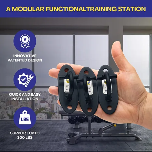Miniatura 5 de The Anchor Gym Anchor Gym-Mini H1 (juego de 3) – Plataforma modular de enganche de pared para bandas de resistencia, correas de suspensión, correas
