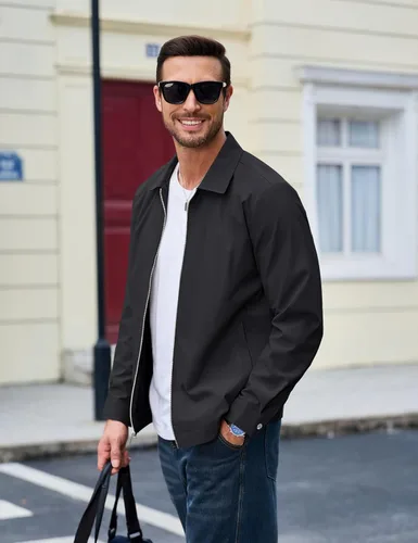 Miniatura 3 de MAGCOMSEN Chaquetas Ligeras para Hombre con Cremallera Completa Abrigo Ligero Chaqueta de Cuello Extendido Chaqueta Cortavientos Casual