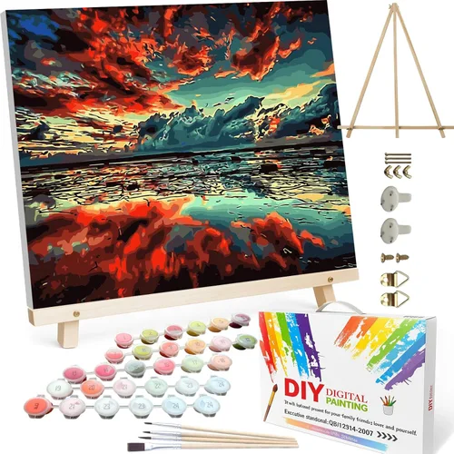 Miniatura 20 de BAISITE Kit de pintura por números para adultos principiantes, 12 pulgadas de ancho x 16 pulgadas de largo, paquete de 2 lienzos para kits