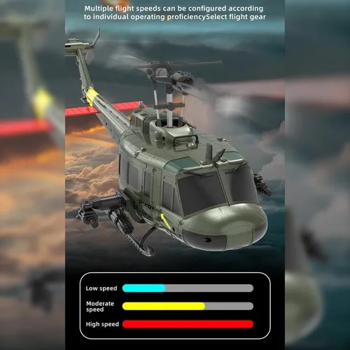 Miniatura 7 de Helicóptero RC 1/48 para adultos, RC ERA C032 UH-1 Huey 2.4G 6CH Gyro estabilizado aeronave de control remoto con retención de altitud y flujo