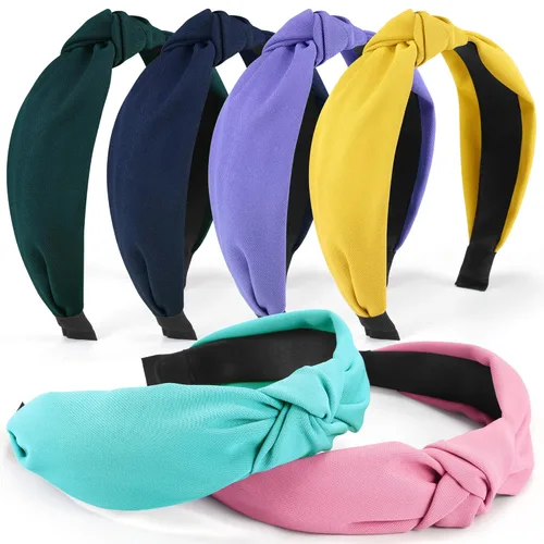 Miniatura 10 de DiyJibb Diademas para Mujeres y Niñas - 6 Piezas Diademas Elegantes con Nudo Superior - Diadema Anudada para Mujeres - Bandas para la Cabeza Anchas