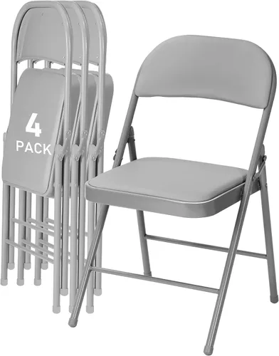 Miniatura 16 de SEALAMB Paquete de 4 sillas plegables con asiento cómodo, marco de metal resistente, sillas apilables portátiles para bodas, fiestas, oficina