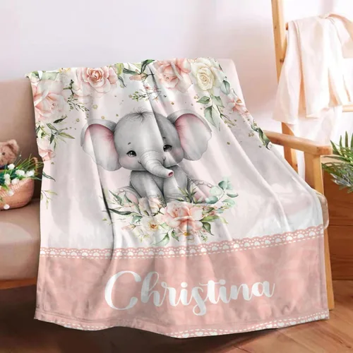 Miniatura 12 de Manta de bebé personalizada para niñas y niños pequeños, recién nacidos, regalos personalizados de vaca floral con nombre y texto, 40 x 30 pulgadas