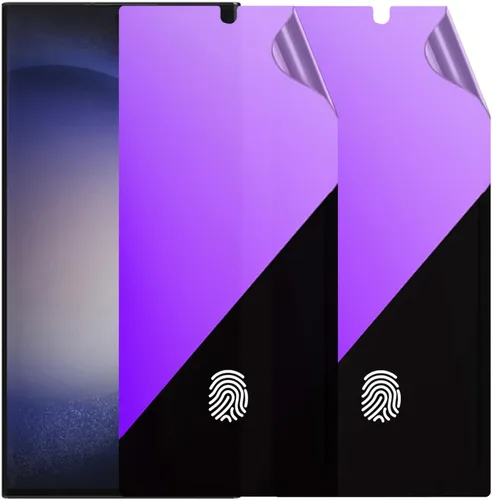 Miniatura 7 de Paquete de 2 protectores de pantalla de privacidad anti-azul para Samsung Galaxy S23 Ultra Anti-Spy Soft Gradient Film Support Finger Unlock 6.8