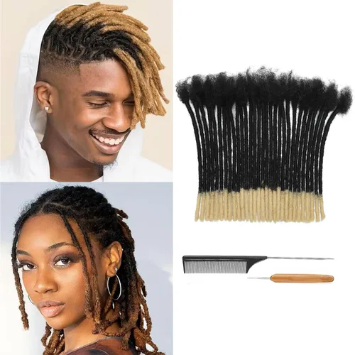 Miniatura 28 de Extensiones de Rastas de Cabello Humano 0.4cm de Grosor 4 Pulgadas 20 Hebras 100% Cabello Humano Real para Hombres/Mujeres/Niños Completamente