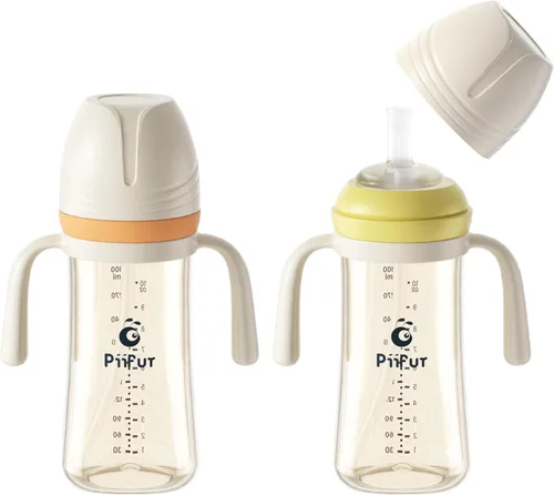 Piifur Vasos para sorber para niños pequeños de 1 a 3 años, popote antiderrames con asa, botella de agua, paquete de 2 unidades, 10 onzas Amarillo y