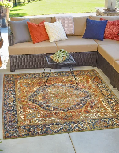 Miniatura 15 de Unique Loom Outdoor Traditional Collection - Alfombra de área - Nosara (4 pies 1 pulgada x 6 pies 1 pulgada, rectangular, azul/azul claro)