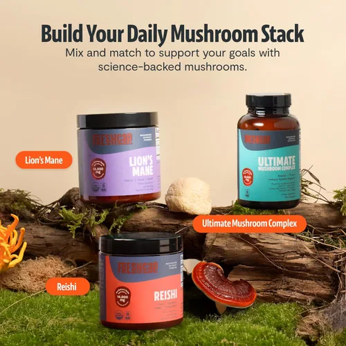 Miniatura 8 de FreshCap Mushrooms Suplemento de melena de leones en polvo, 14,000 mg, extracto de melena de león, suplemento de hongos para concentración
