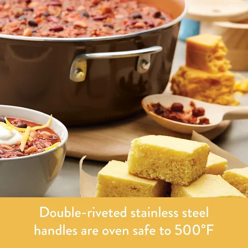 Miniatura 4 de Ayesha Curry Home Collection - Cacerola antiadherente con tapa, 3 cuartos de galón, color marrón