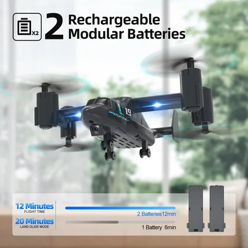 Miniatura 6 de Dron LM19-A con cámara HD para principiantes, avión de control remoto de video en vivo WiFi, avión RC fácil y listo para volar, juguete de regalo RC