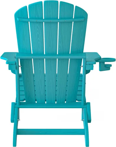 Miniatura 9 de Plawdlik Juego de 10 sillas plegables Adirondack con textura de madera, HDPE pesado para todo tipo de clima, juego cómodo junto a la piscina, patio