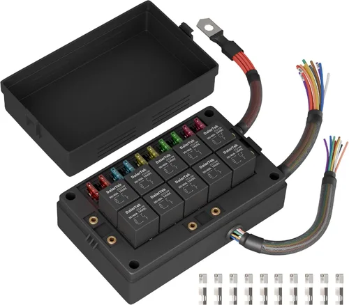 Miniatura 7 de DAIERTEK Caja de relé de fusibles de 12 V, automotriz, 10 ranuras, soporte de relé de 15 ranuras, soporte de fusibles ATC/ATO, bloque universal