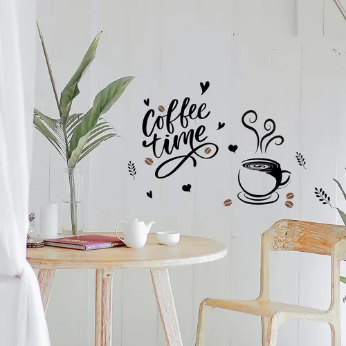 Miniatura 5 de OLYCRAFT Calcomanías de pared de PVC para taza de café, calcomanías artísticas, calcomanías para el hogar, murales para dormitorio, sala de estar
