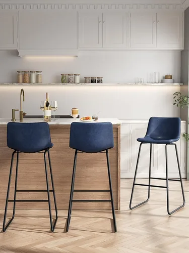 Miniatura 34 de Bar Stools Set of 2, 26 Inches Counter Height Bar Stools with Back, Modern Faux Leather Barstools with Metal Legs and Footrest, Bar Chairs for
