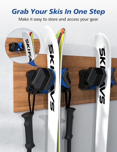 Miniatura 2 de Skifavs Soporte de Pared para Esquí y Snowboard, Montaje de Pared para Esquí y Montaje de Pared para Rack de Esquí para Garaje que Ahorra Espacio