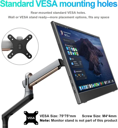Miniatura 8 de UFYQL Monitor portátil de pantalla táctil de 15.6 pulgadas, pantalla IPS FHD 1080P con funda magnética, HDMI y USB-C Plug & Play, monitor externo