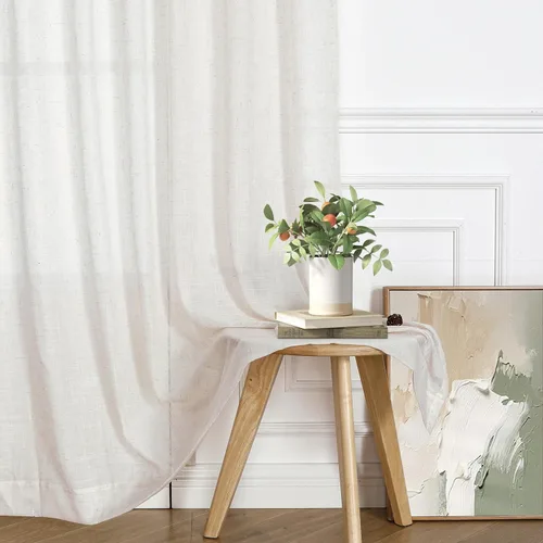 Miniatura 7 de WEST LAKE cortinas de lino natural con pinzas plegadas de 63 pulgadas de largo, 2 paneles, cortinas de estilo rústico para sala de estar