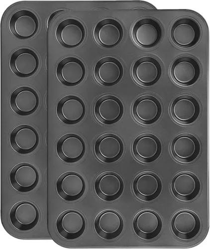 Miniatura 9 de Beasea Bandeja para brownie con divisores, 2 juegos de moldes cuadrados para cupcakes para brownies, 12 mini cavidades antiadherentes para hornear
