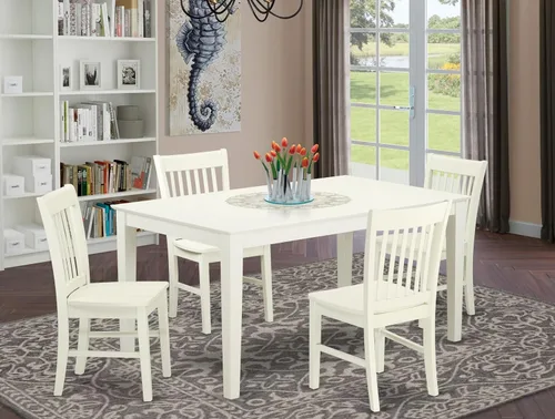 Miniatura 2 de East West Furniture CANO5-LWH-W - Juego de comedor de 5 piezas para 4 personas, incluye una mesa de comedor rectangular y 4 sillas de comedor