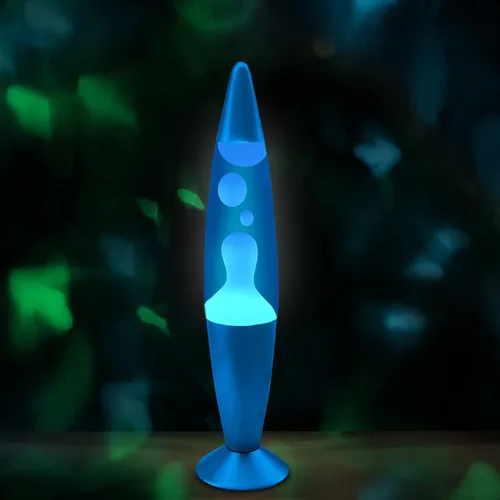Miniatura 8 de JAMBO Hermosa lámpara de 16 pulgadas, azul con cera blanca/azul, luz líquida relajante, luz nocturna, decoración del hogar, sala de estar, oficina