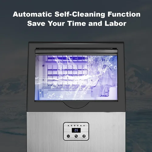 Miniatura 8 de Amzgachfktch Commercial Ice Maker 100 Lbs/24H, Auto Self-Cleaning Ice Maker, LED Display, Blue Light, Under Counter/Freestanding Ice Machine for