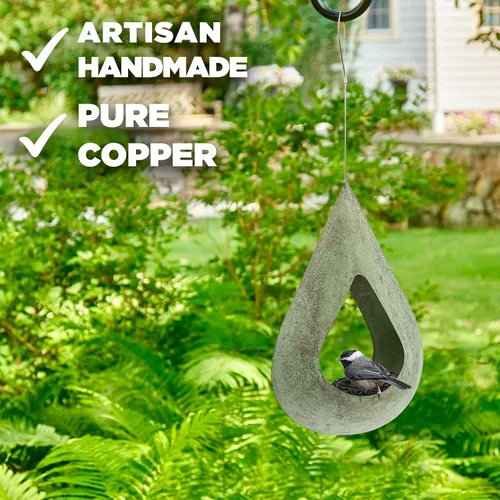 Miniatura 3 de Good Directions Comedero para pájaros con gotas de lluvia de cobre azul verde