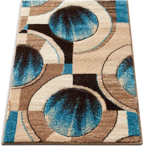 Miniatura 4 de Well Woven Tapete geométrico rubí de 2 x 3 pulgadas, color azul y gris, vibrante, moderno, contemporáneo, tallado a mano, diseño de rayos de sol