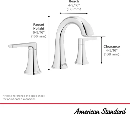 Miniatura 5 de American Standard 7429801.243 Becklow - Grifo de baño de dos manijas de 8 pulgadas, grifo de lavabo de baño, 1.2 GPM, negro mate